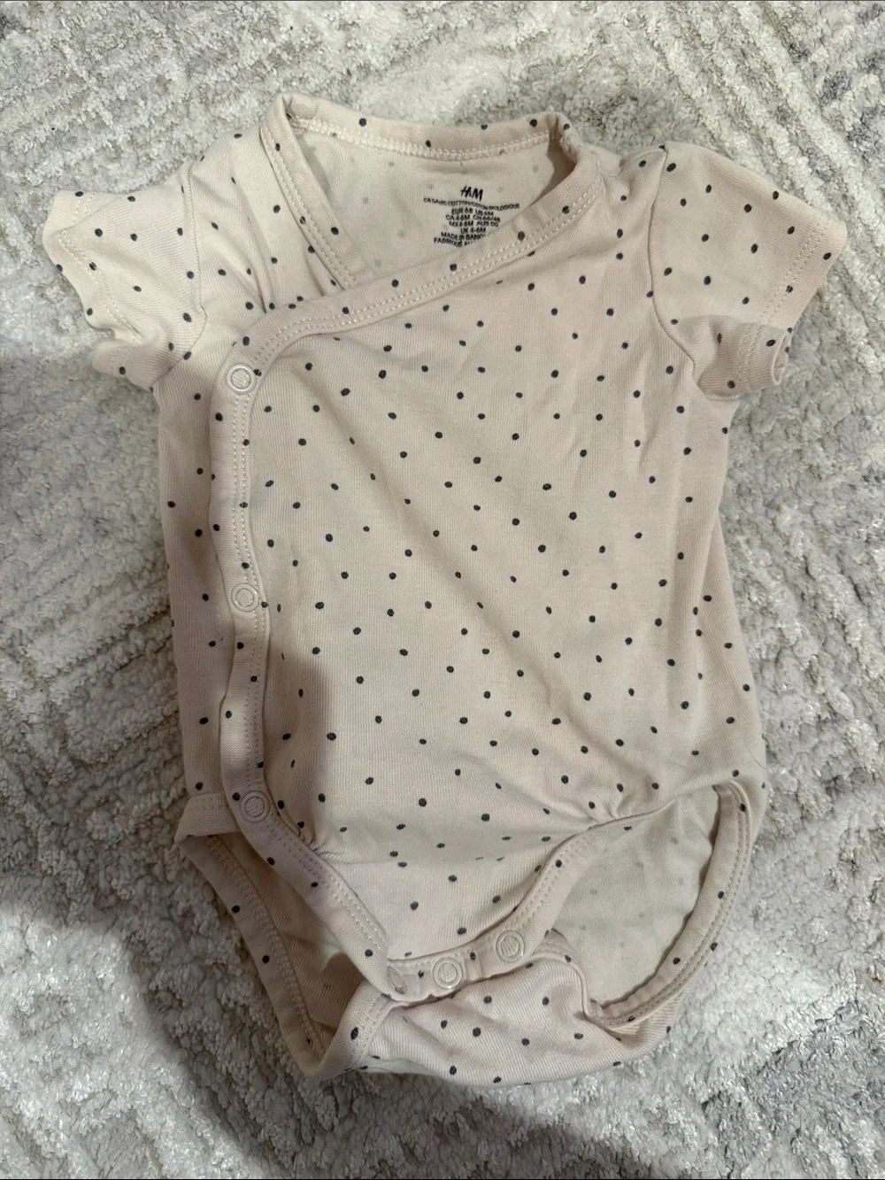 H&M Polka Dot Wrap Kimono Bodysuit Set - Pink & Cream